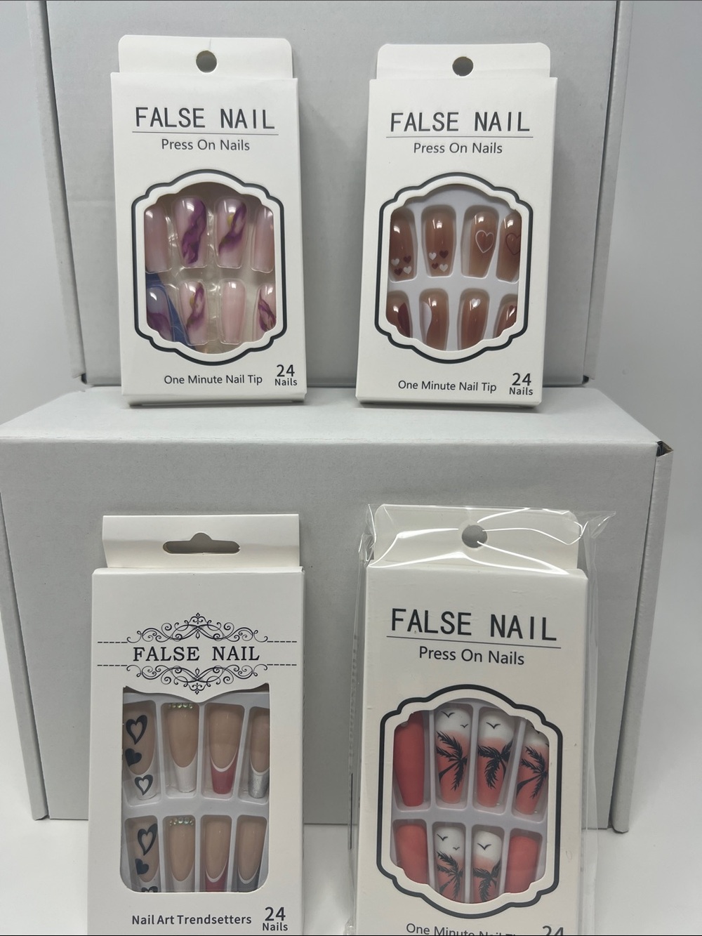 Bundle of 4 sets of assorted press on nails-16